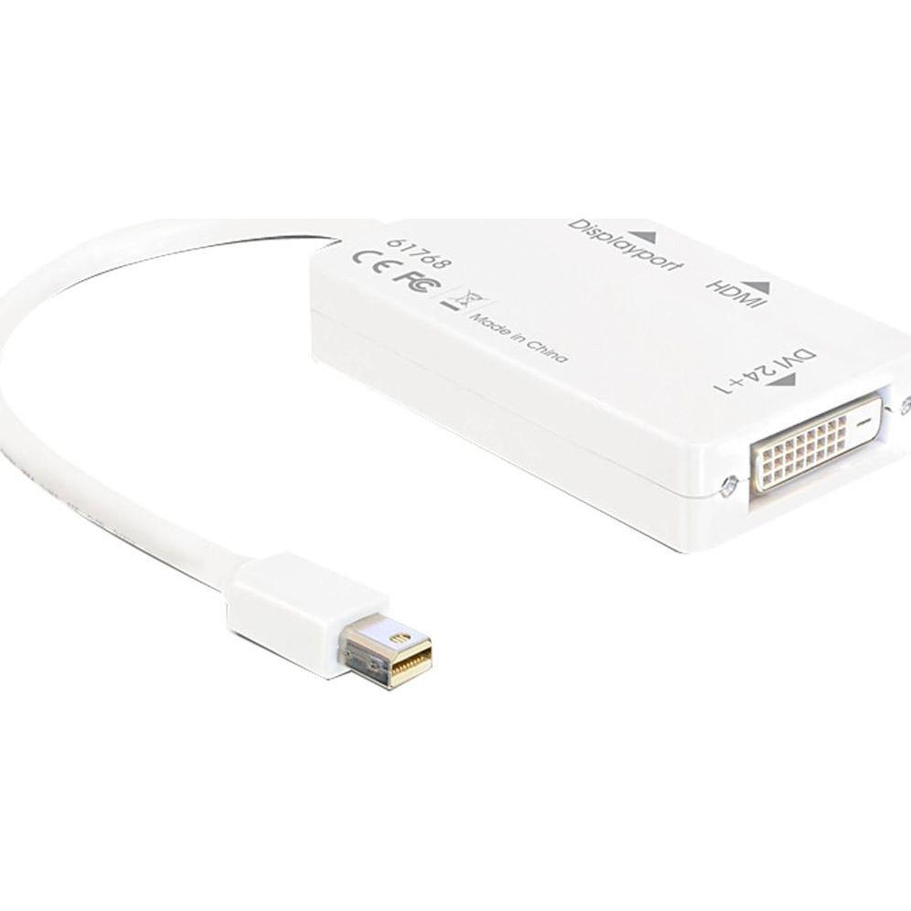 Delock Mini DP zu (DP, DVI, HDMI, 10 cm), Data + Video Adapter, Weiss