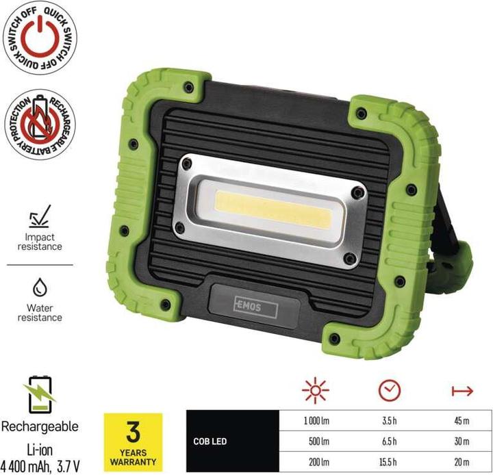 Produktbild Emos Aufladbarer COB LED-Strahler P4533, 1000 lm, 4400 mAh (1000 lm)