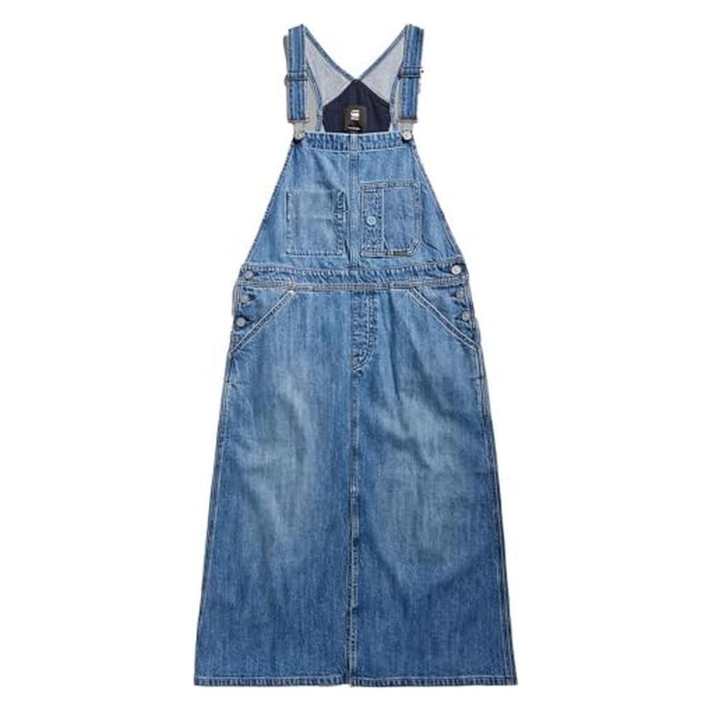 G-Star, Damen, Kleider, Midi Dungaree Jurk Mit Bequemer Passform Und Originellem Look, Blau, (S)