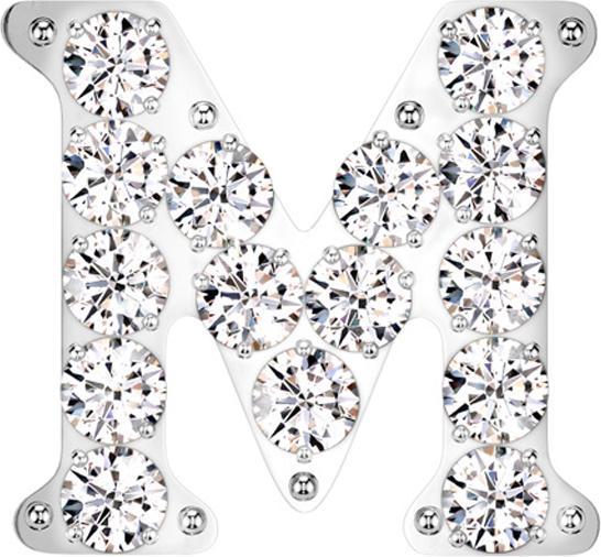 Produktbild Star Piercing Threadless silber mit Kristallen silber Buchstabe M (ohne Messing, Titan)