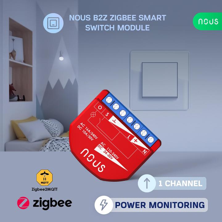 Actual product image Nous B2Z Switch actuator ZigBee PM 1 channel / 16A / ZigBee3.0 / Measurement (Switch actuator)