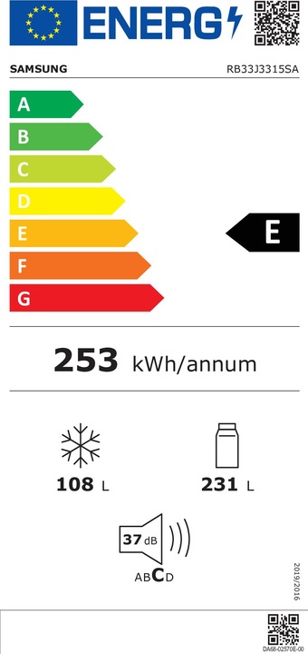 Energy Label Samsung RB33J3315SA/EF (328 l)