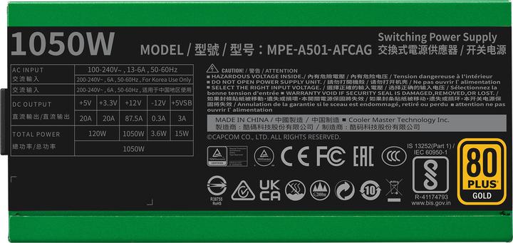 Image du produit Cooler Master Master MWE Gold 1050 Full Modular V2 ATX3.0 Blanka PSU / PC voeding (1050 W)