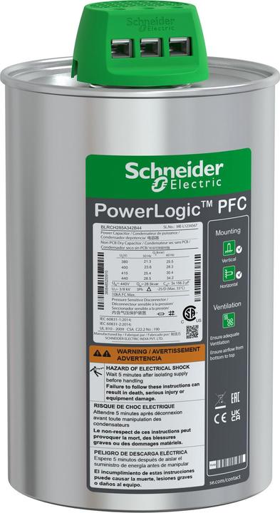 Schneider Electric Hochleistungskondensator, PowerLogic PFC HD, 28,5/34,2kvar, 440V, 50/60Hz BLRCH285A342B44