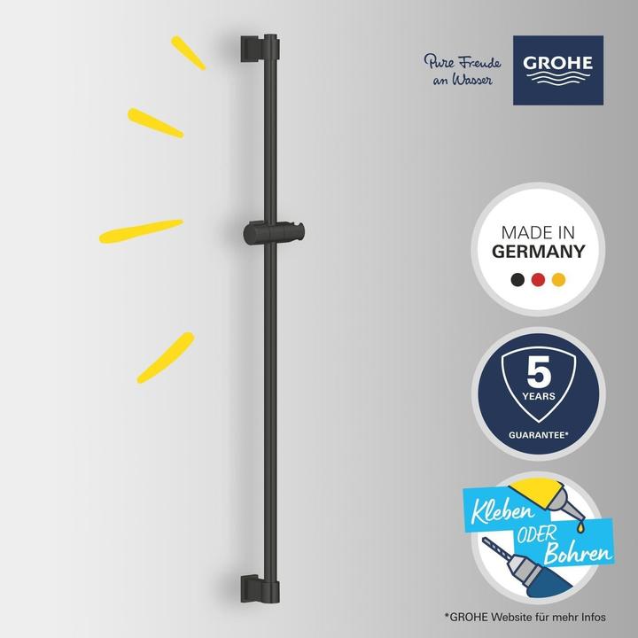 Actual product image Grohe Vitalio universal shower rail, glue or drill, 900 mm, matt black