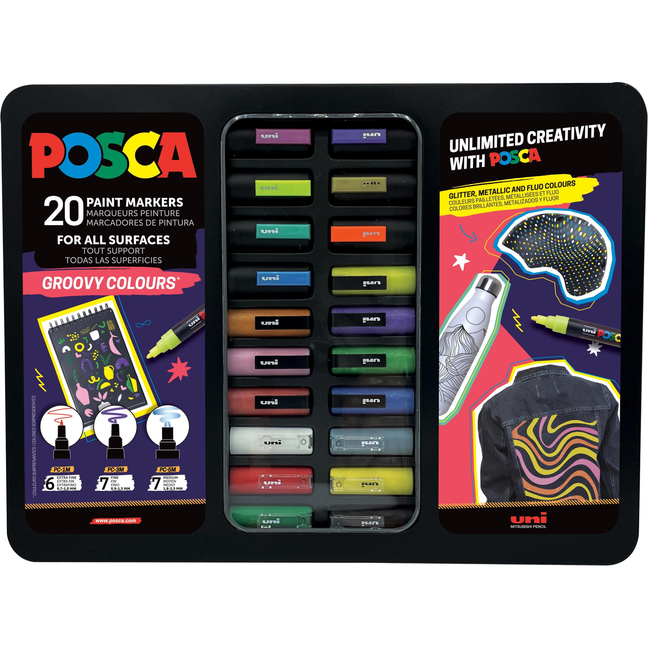 Uni-ball, Marker, Marker Posca Groovy Colors (Mehrfarbig, 20 x)