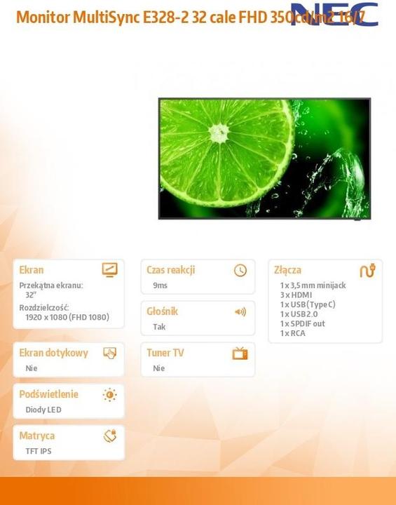 Image du produit NEC Écran grand format 32" E Series, FHD (1920 x 1080 pixels, 32")