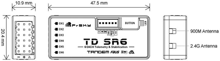 Image du produit FrSky Tandem-Empfänger TD-SR6 2,4 GHz/868 MHz