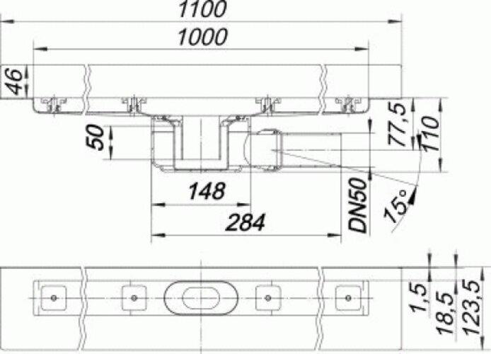 Produktbild Dallmer Duschrinne CeraLine W 1000mm, 520166, DN 50 Bauhöhe 110mm (1000 mm)