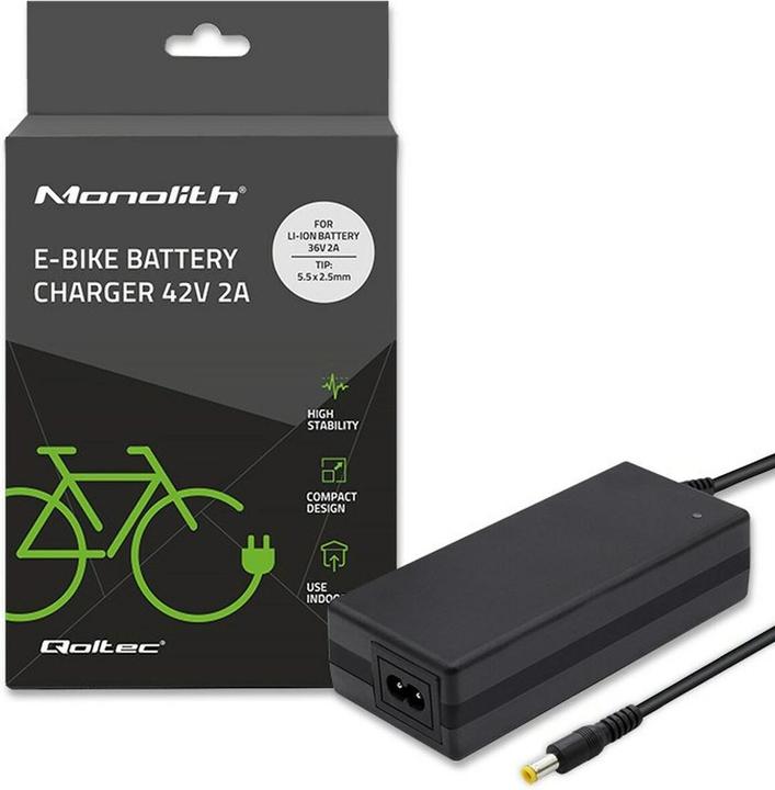 Qoltec Ładowarka do baterii roweru elektrycznego 36V | 42V | 2A | 5.5*2.5 (E-Bike Akku)
