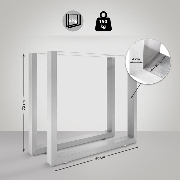 Immagine prodotto CLP 2x Gambe del tavolo Velden 80 cm in acciaio inox
