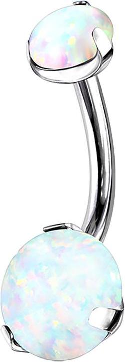 Immagine prodotto Star Piercing Banana d'argento con due opali bianchi (senza ottone, Titanio)