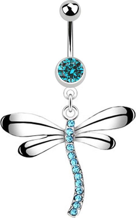 Immagine prodotto Star Piercing Banana in argento con ciondolo libellula in cristallo acqua (senza ottone, Acciaio chirurgico 316L)