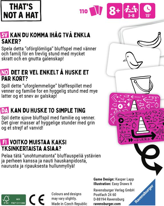 Actual product image Ravensburger That's Not A Hat - bluffing game (German)