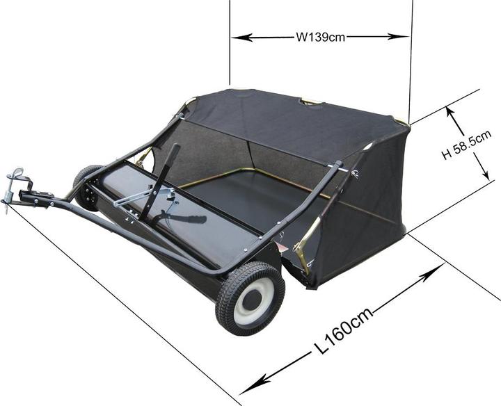 Produktbild Wiltec Rasenkehrmaschine mit 118 cm Kehrbreite Laubsammler 415l Aufsitzmäher