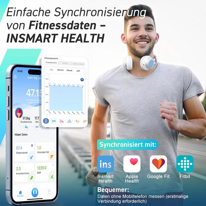 Immagine prodotto Insmart Smart Personenwaage mit App & Bluetooth (227 kg)