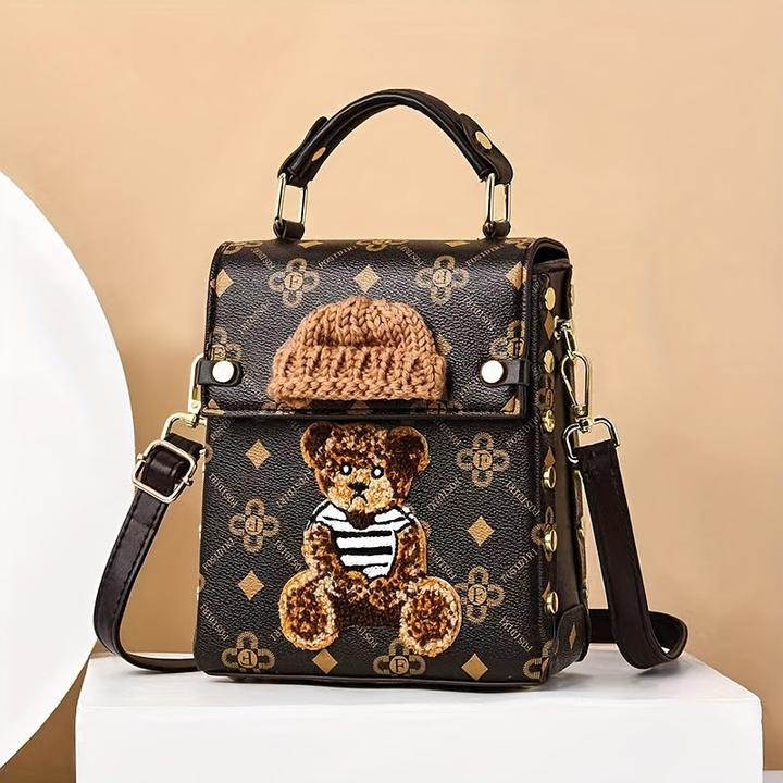Immagine prodotto Only-Bags.Store Mini zaino borsetta, pelle PU, simpatico orsetto, borsa per smartphone, borsetta alla moda
