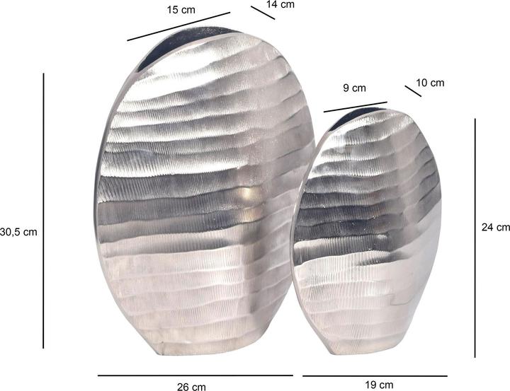 Produktbild FineBuy Vase 2er Set Blumenvase Aluminium Tischvase Dekovase Rund Wellenmuster (2x)