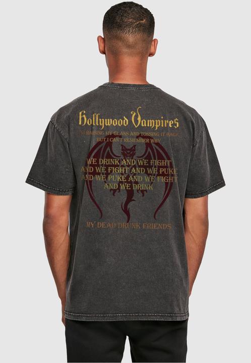 Produktbild Merchcode Hollywood Vampires - Drink Fight Puke Acid Washed Heavy Oversized Tee - 114619 (L)