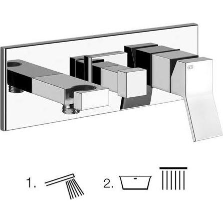 Gessi, Badarmatur, Rettangolo K, Fertigmontageset für Brause-Einhebelmischer, 2-Wege Umstellung, direkter Wandan