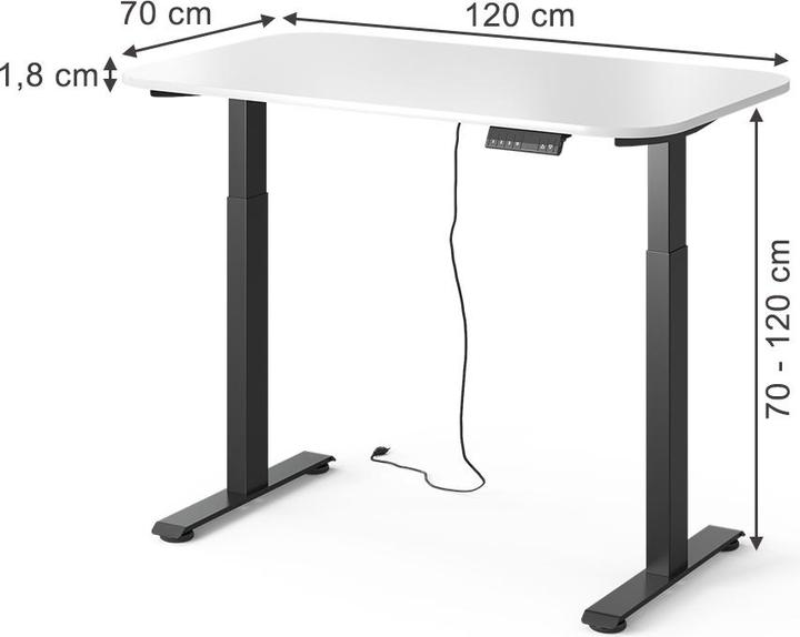 Produktbild Vicco Schreibtisch Elevate, Weiss/Schwarz, 180 x 57.5 cm (120 x 70 x 120 cm)