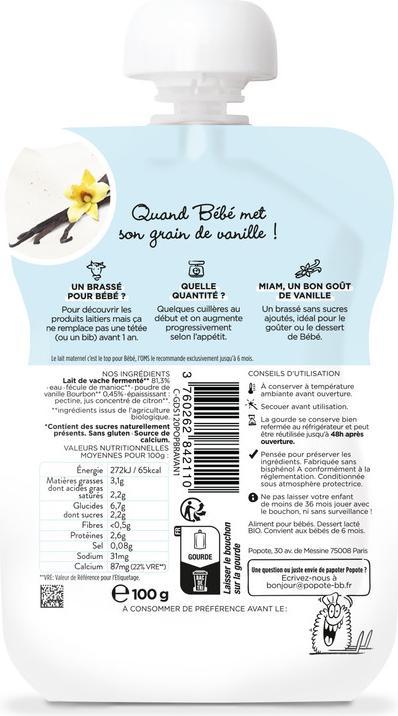 Actual product image Popote Quetschie Vanillejoghurt (100 g)
