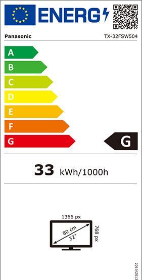 Etichetta energetica Panasonic Tx-32fsw504 (32", LCD, HD, 2018)