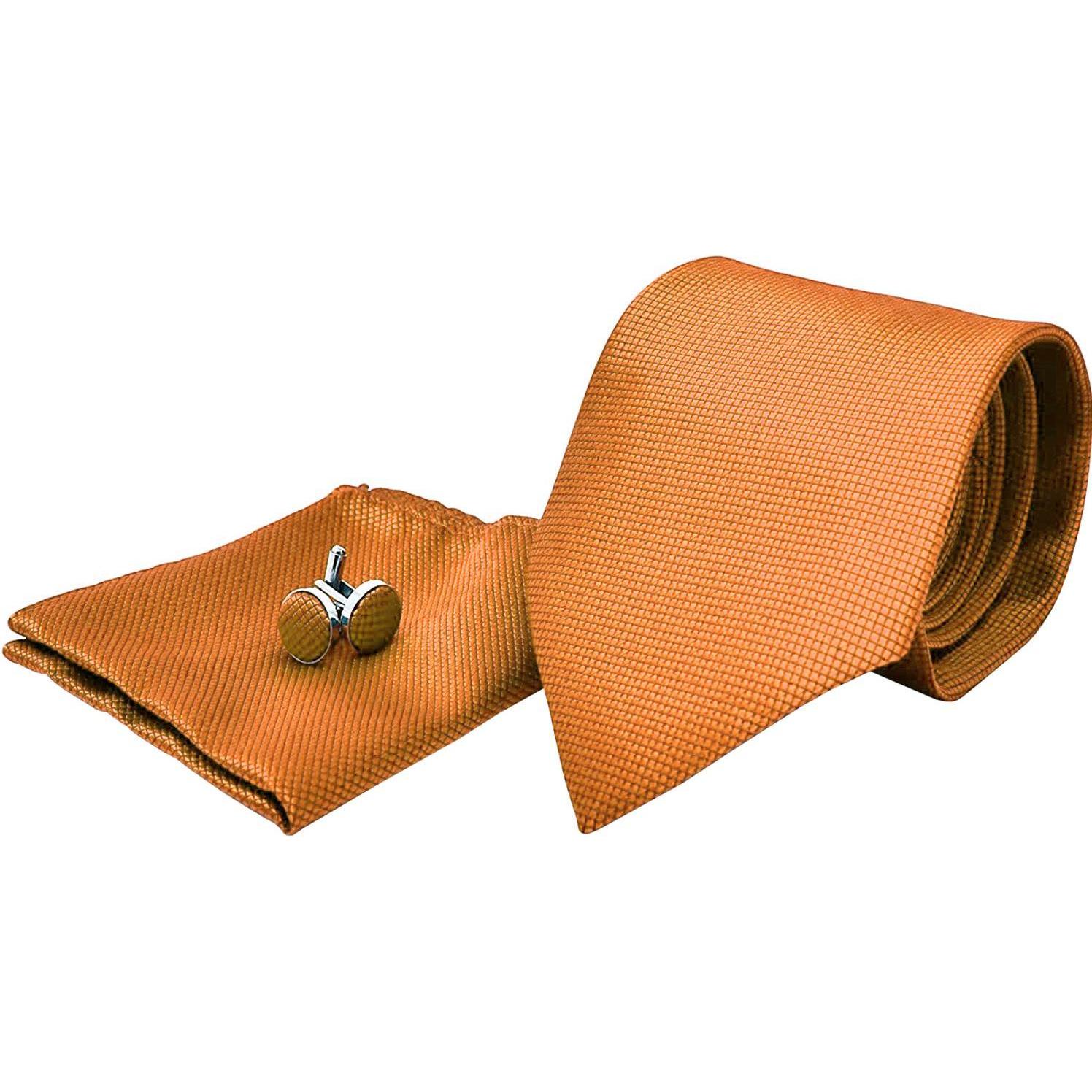 JTI, Krawatte + Fliege, Kostümzubehör Krawatte + Einstecktuch + Manschettenknöpfe - Orange, Orange