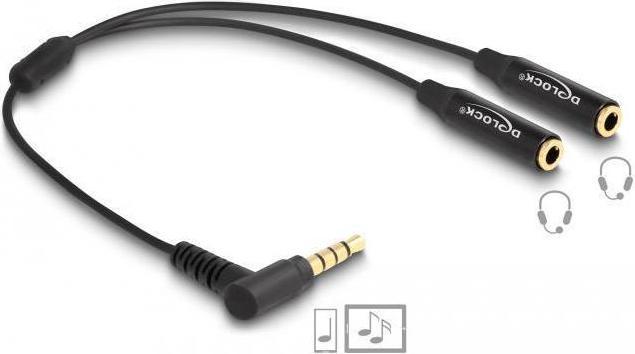 Image du produit Delock Splitter audio prise jack 3,5 mm vers 2 x jack 3,5 mm 4 broches coudé (0.25 m)