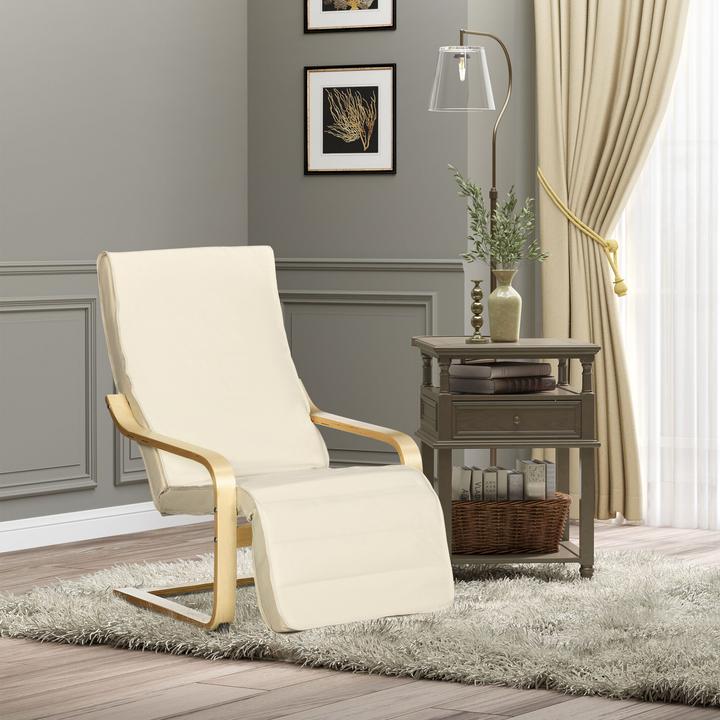 Produktbild Homcom Relaxsessel Polyester, Birkenholz Cremeweiss