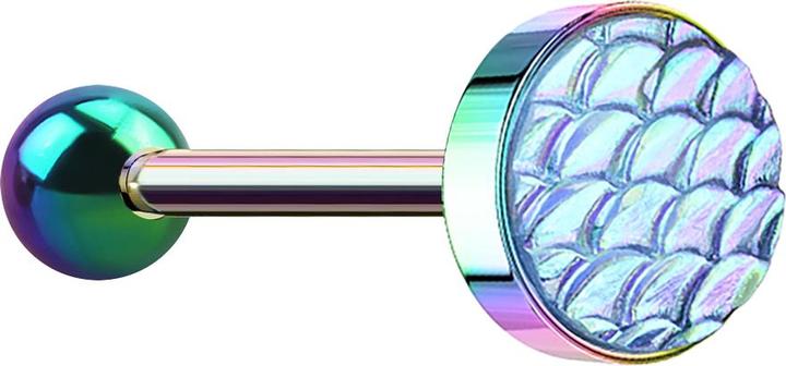 Produktbild Star Piercing Barbell farbig mit Fischschuppen aqua (ohne Messing, Chirurgenstahl 316L)
