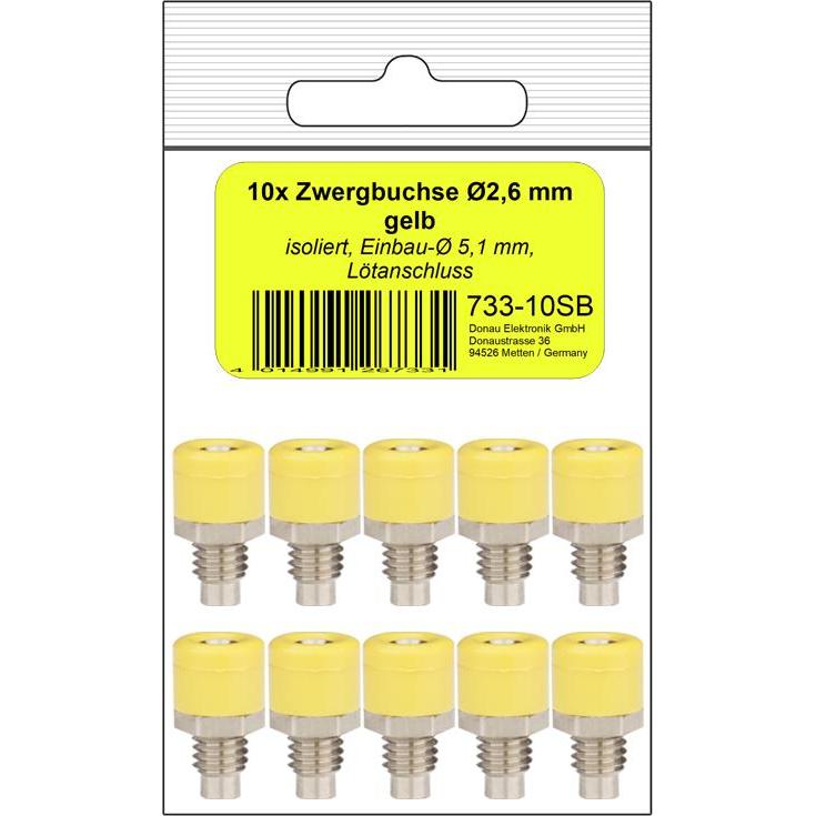 Donau 10 ZWERGBUCHSE 2,6mm gelb, Elektronikkabel + Stecker, Gelb