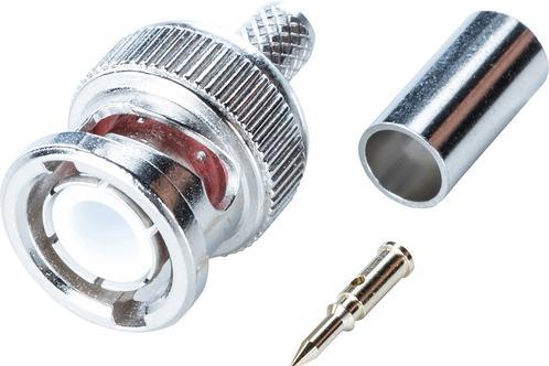 RND Electronics Steckverbinder, BNC, Messing, Stecker, Gerade, 50Ohm, Crimp-Anschluss (Kunststoffkabelbinder, 18 mm, 100 Stk.)