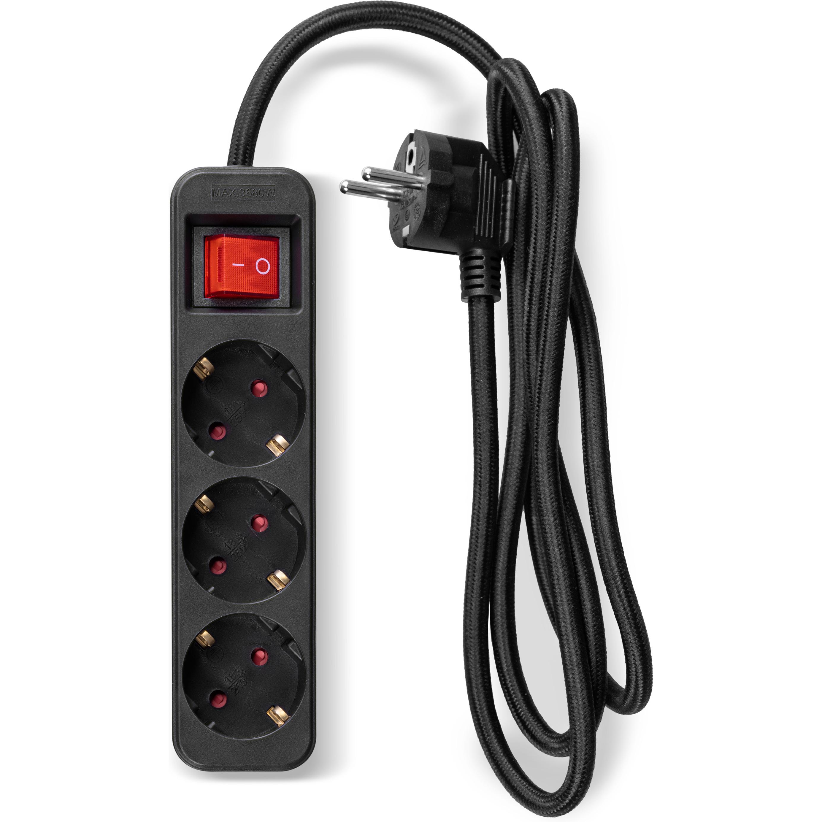Fuj Tek, Verlängerungskabel, 3-piece extension cord, 1.5 m, braided, black (1.50 m)