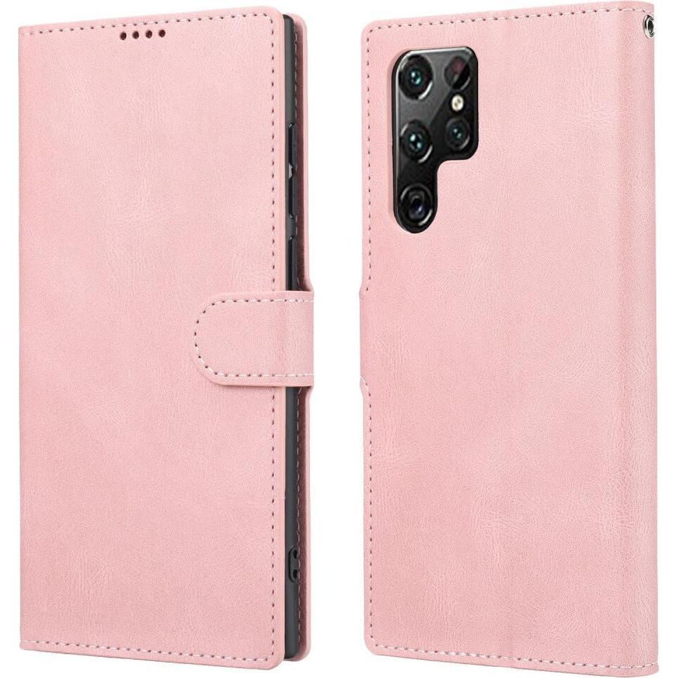 Cover-Discount Galaxy S23 Ultra - Leder Etui Hülle rosa (Samsung Galaxy S23 Ultra), Smartphone Hülle, Rosa