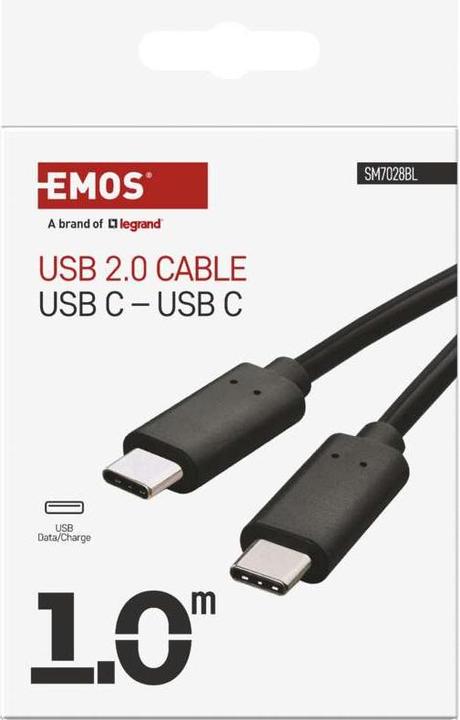 Immagine prodotto Emos USB Kabel 2.0 C Stecker - USB C Stecker 1m, schwarz (1 m, USB 2.0, 100 W)