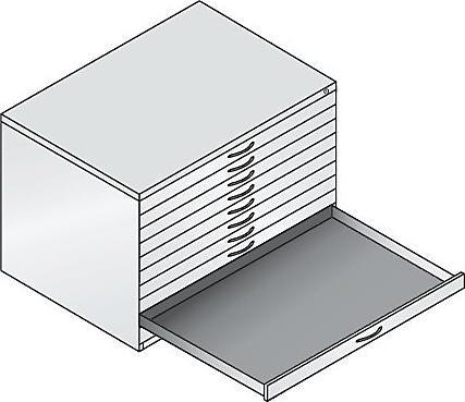Actual product image C+P CP 7100 Plan cupboard light grey, volcanic grey 10 drawers 110.0 x 76.5 x 76.0 cm (110 x 76.50 x 76 cm)