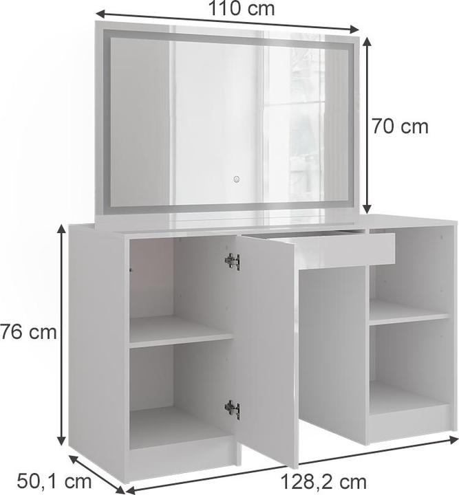 Produktbild Vicco Sherry mit LED-Spiegel (128.20 x 50.10 x 76 cm)