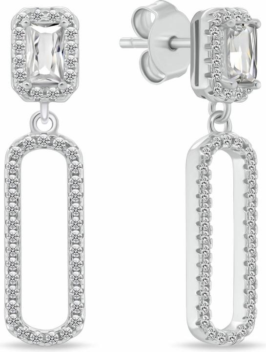 Immagine prodotto Brilio Silver - Modern dangle earrings with clear zircons EA1184W (Argento)