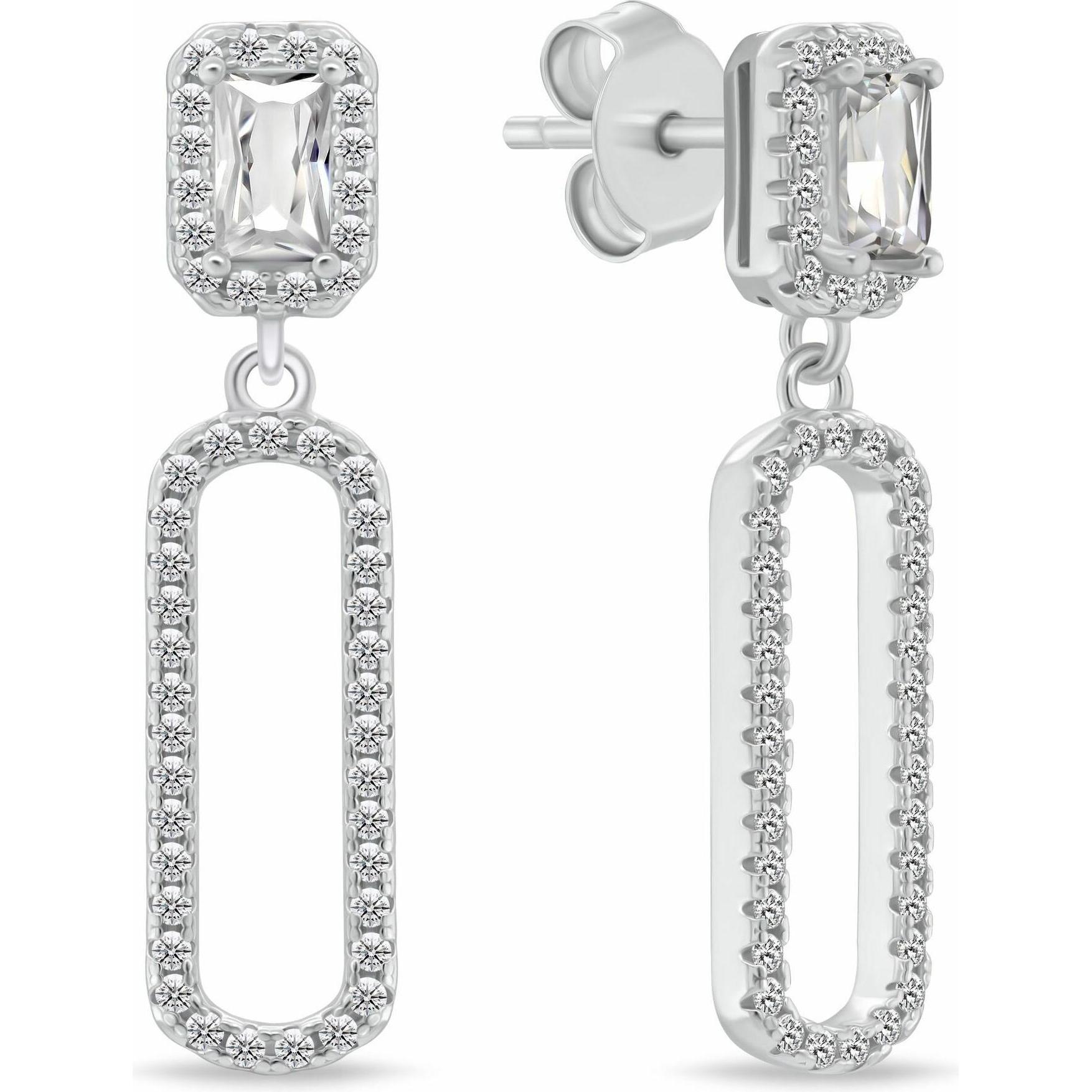 Brilio Argento/Chiaro Orecchini, Silver - Modern Dangle Earrings With Clear Zircons Ea1184w, ()