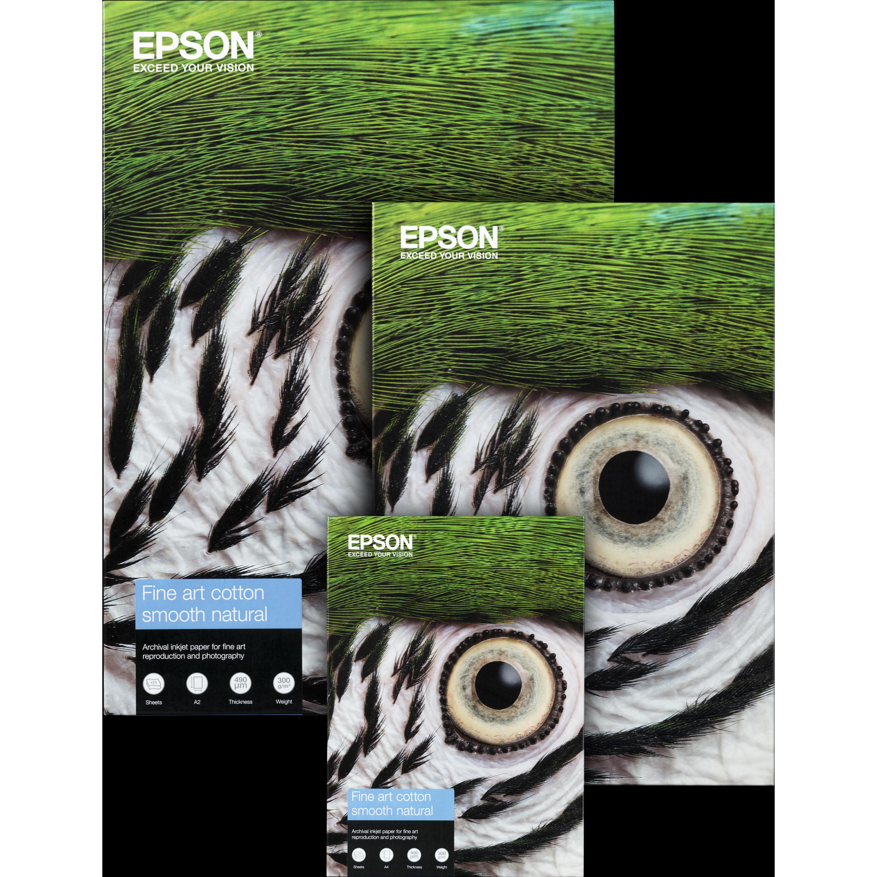 Epson, Plotterpapier, Fine Art Cotton Smooth Natural 25 Sheets (300 g/m², 29.70 cm, 21 cm)