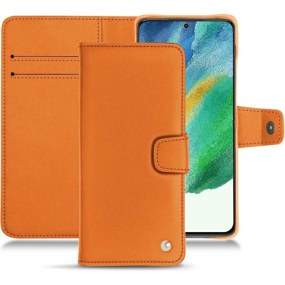 Noreve Lederschutzhülle Wallet (Samsung Galaxy S21 FE), Smartphone Hülle, Orange