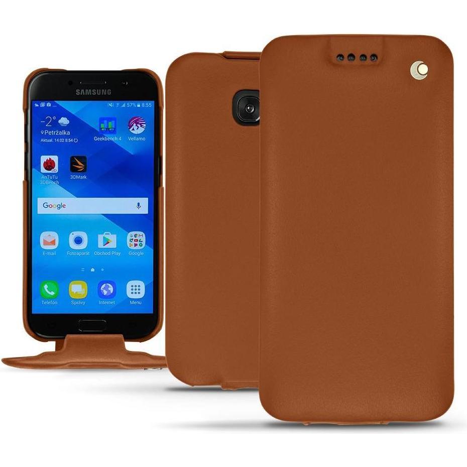 Noreve Lederschutzhülle vertikal (Samsung Galaxy A3 (2017)), Smartphone Hülle, Braun