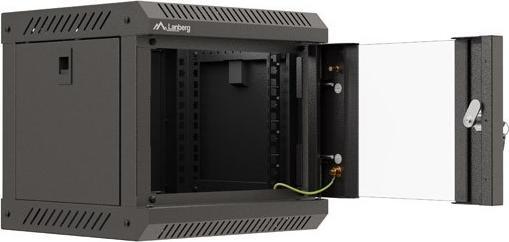 Produktbild Lanberg Szafa Instalacyjna Rack Wisząca 10 4u 300x300 Czarna Drzwi Przeszklone (Flat Pack) (4 HE, 10 Zoll Rack)