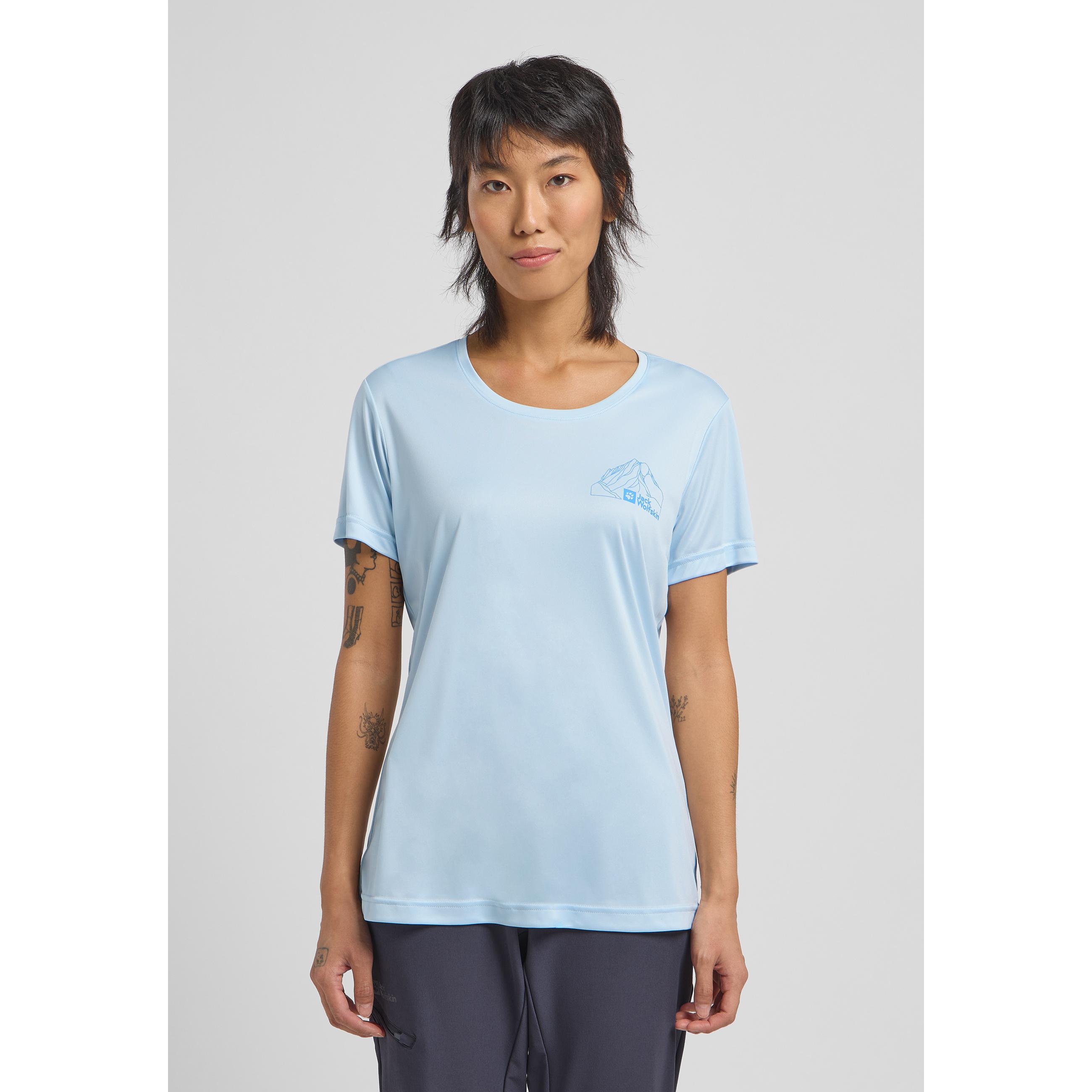 Jack Wolfskin, Damen, Sportshirt, Peak Graphic T W (L), Blau, L