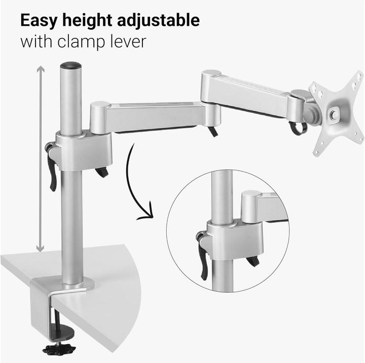Actual product image Desq LCD monitor arm |49 cm|13kg max |panel clamp |Vesa 100/75 | Zilver (13 kg)