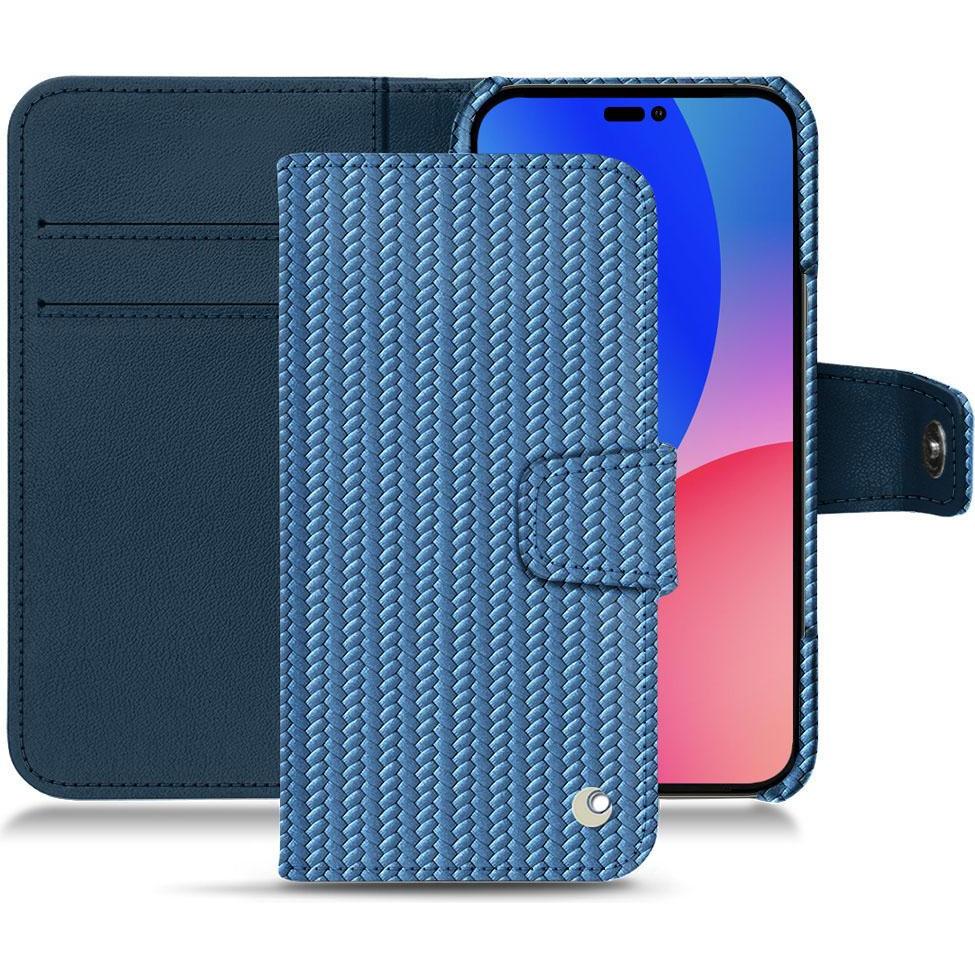 Noreve Lederschutzhülle Wallet (Apple iPhone 14 Pro Max), Smartphone Hülle, Blau