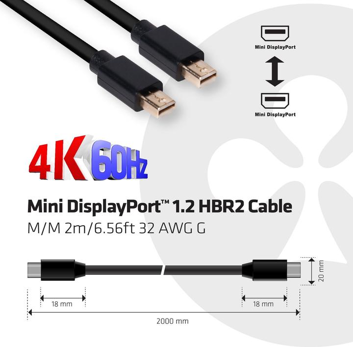 Image du produit Club 3D Mini DisplayPort — Mini DisplayPort (2 m)