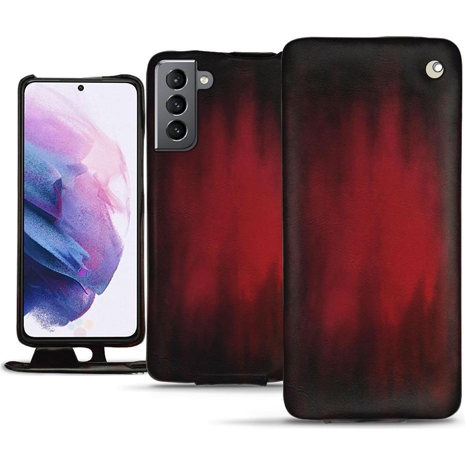 Noreve Lederschutzhülle vertikal (Samsung Galaxy S21), Smartphone Hülle, Rot