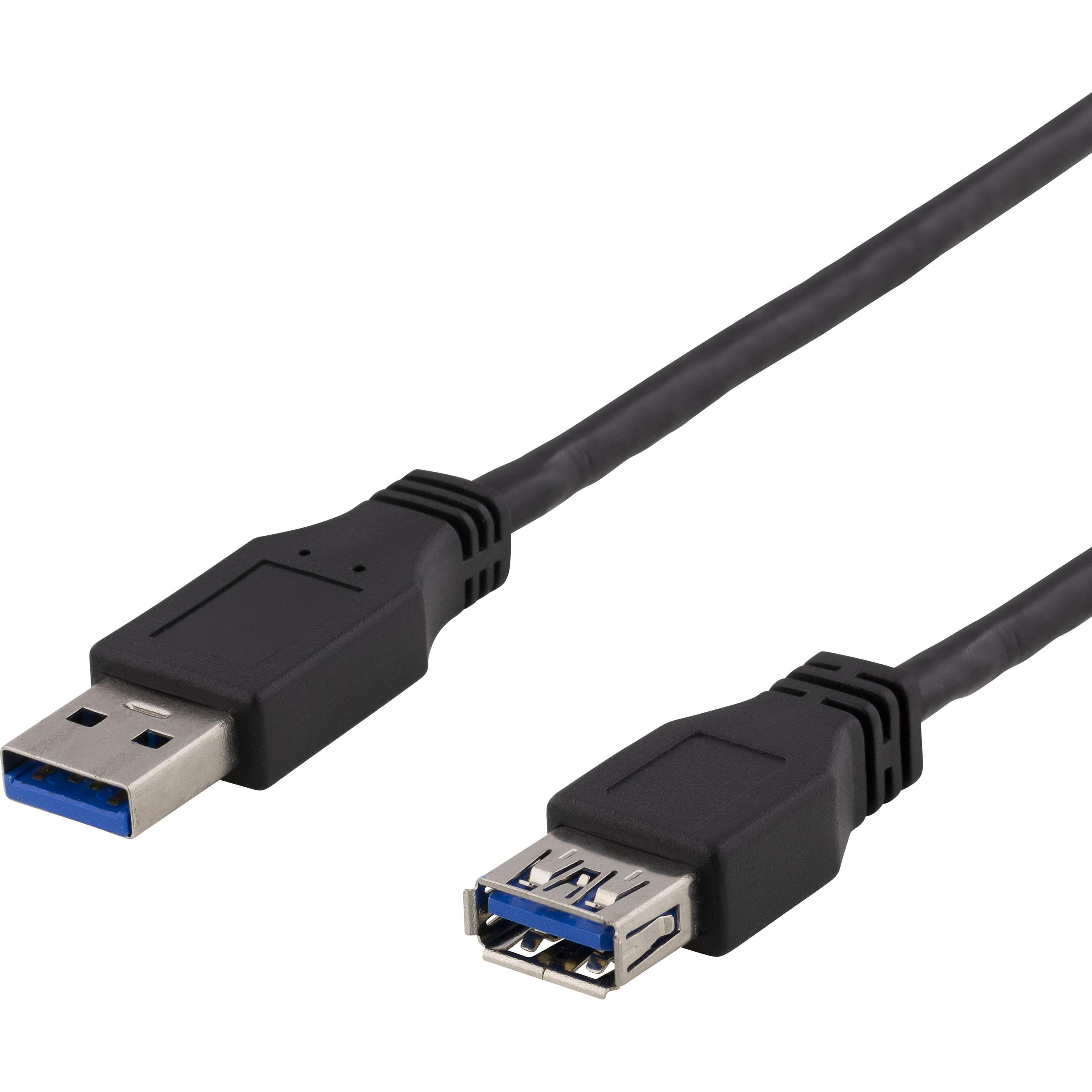 Deltaco USB 3.1 Gen1 Foerlaengning Svart 1m (1 m, USB 3.2 Gen 1), Cavo USB
